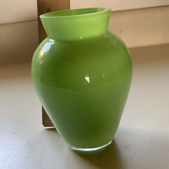 Hand Blown Green 5” Glass Vase - Picture 9 of 9